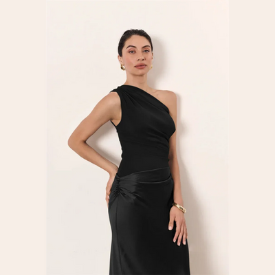 Alina - One Shoulder Pleated Dress