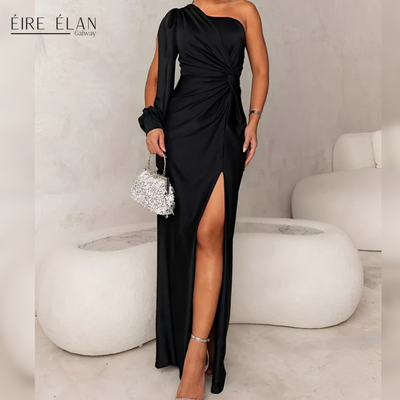 Marielle – Elegant One-Shoulder Satin Dress