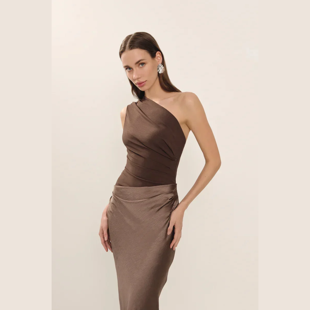 Alina - One Shoulder Pleated Dress