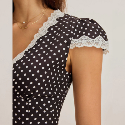 Helen – Polka Lace Mini Dress