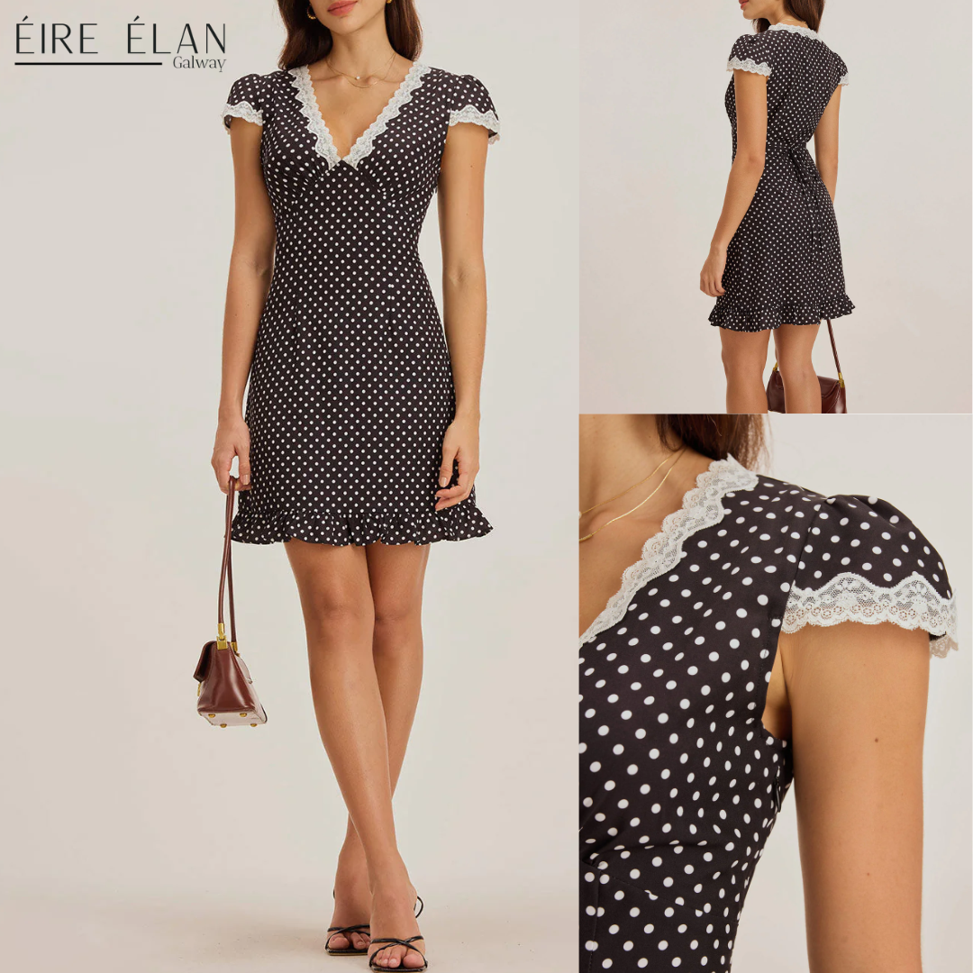 Helen – Polka Lace Mini Dress