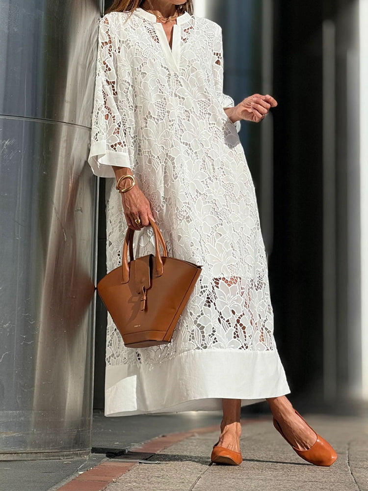 Sandra - Embroidered Midi Dress