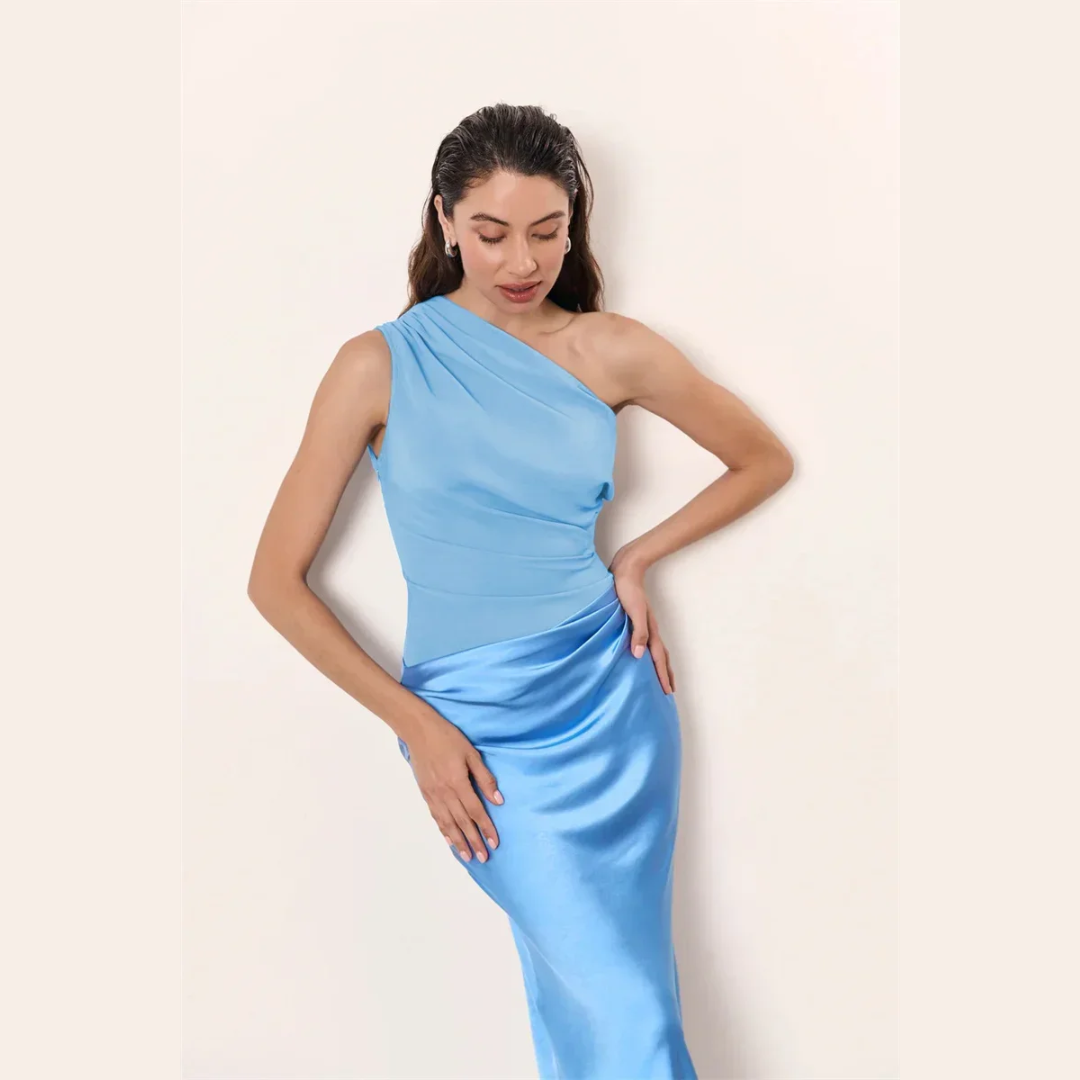 Alina - One Shoulder Pleated Dress