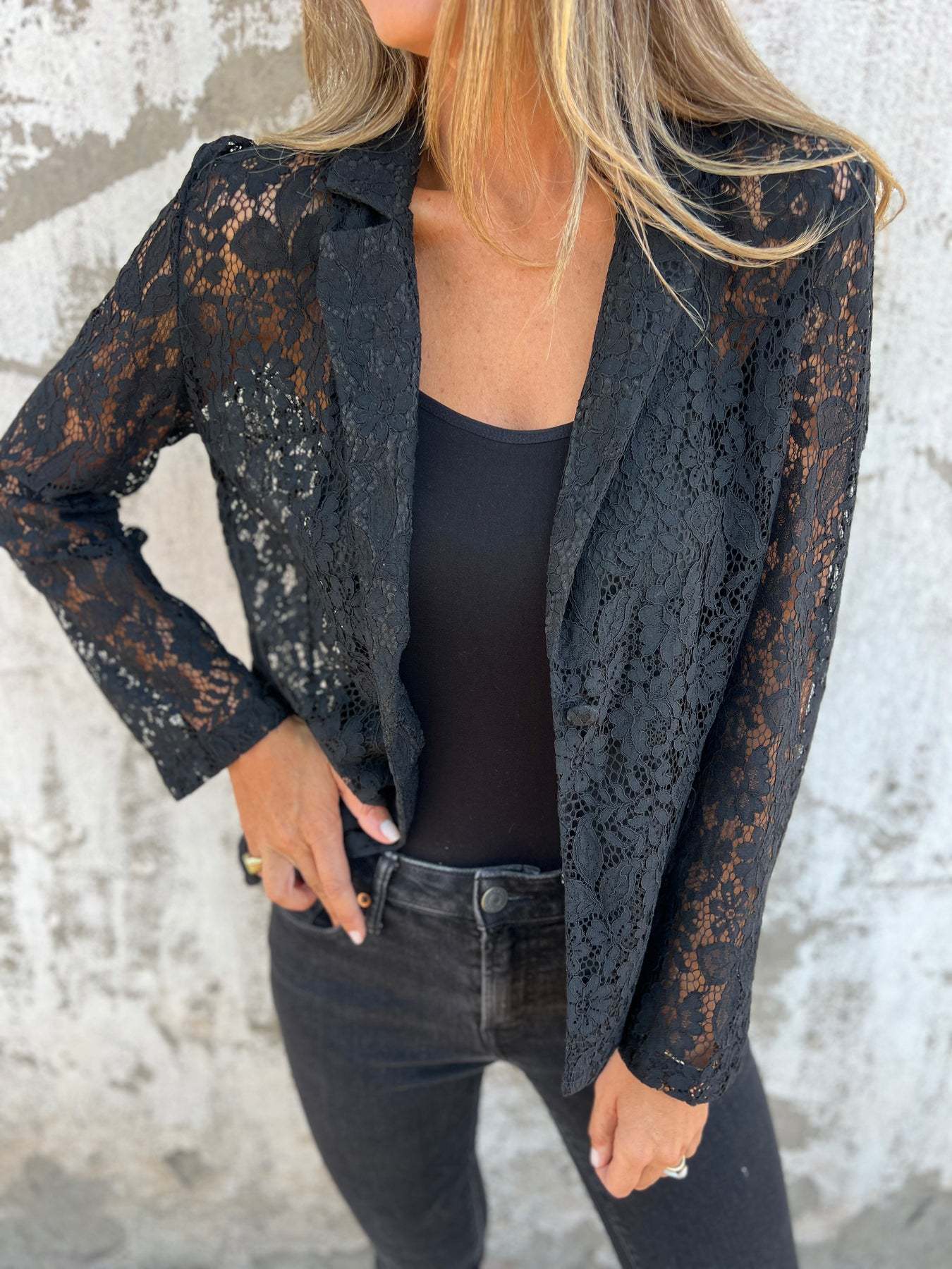 Lena – Sheer Lace Blazer