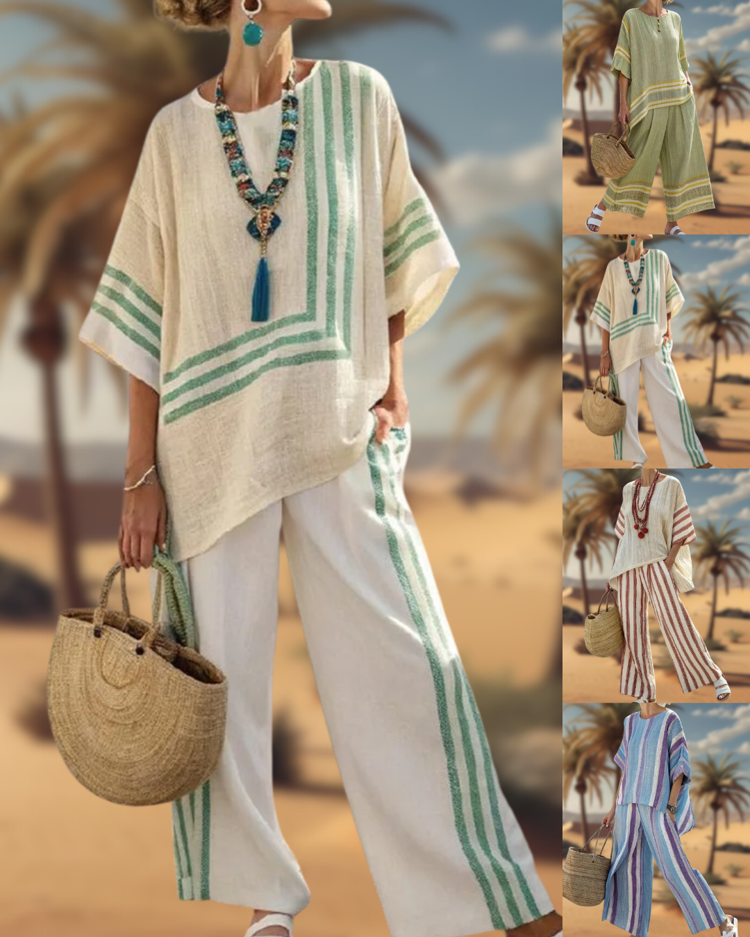 Cala - linen striped set
