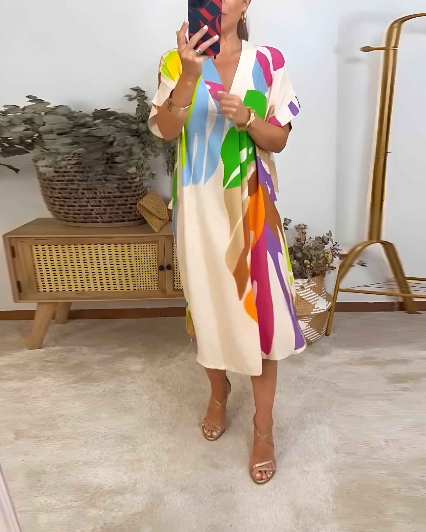 Aurora – Leaf Whisper Midi Dress