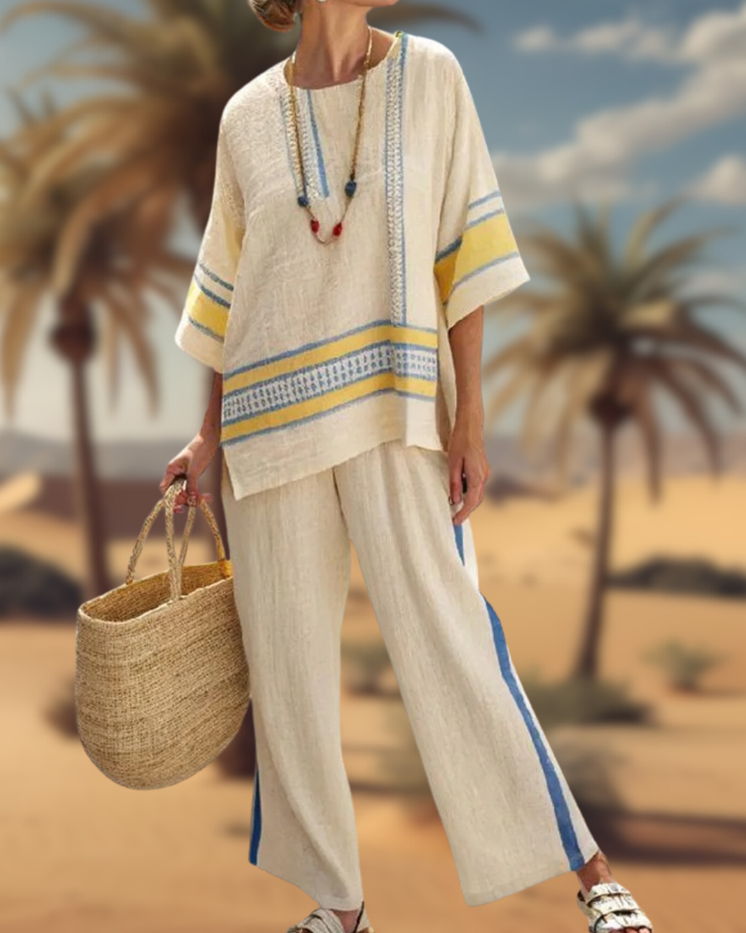 Cala - linen striped set