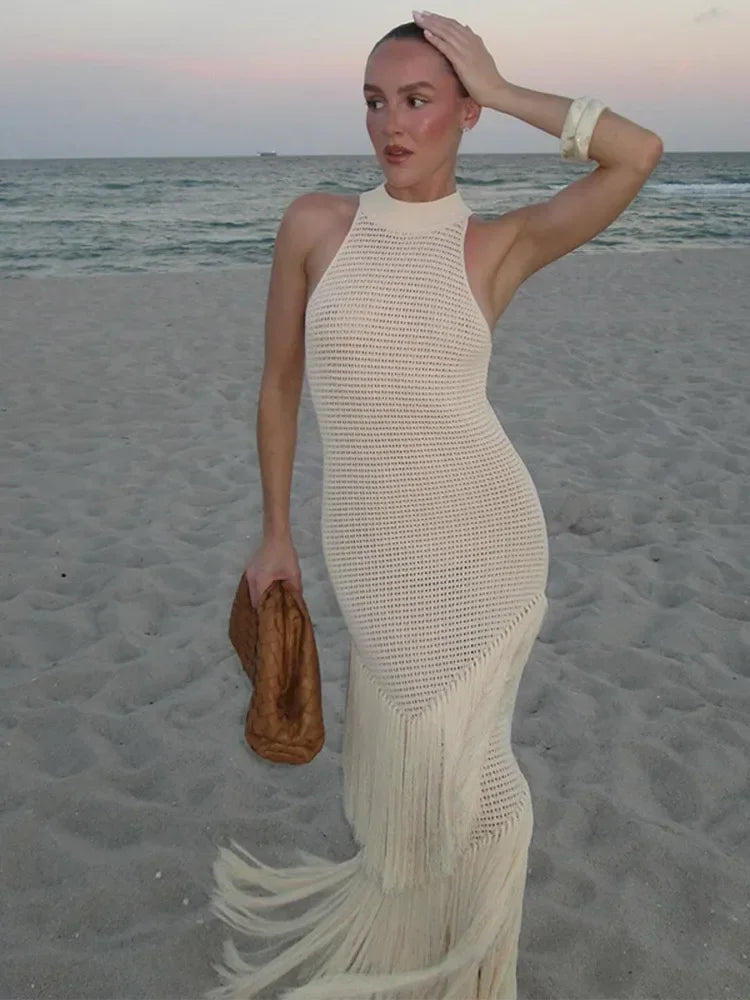 Líra - Fringe Knit Maxi Dress