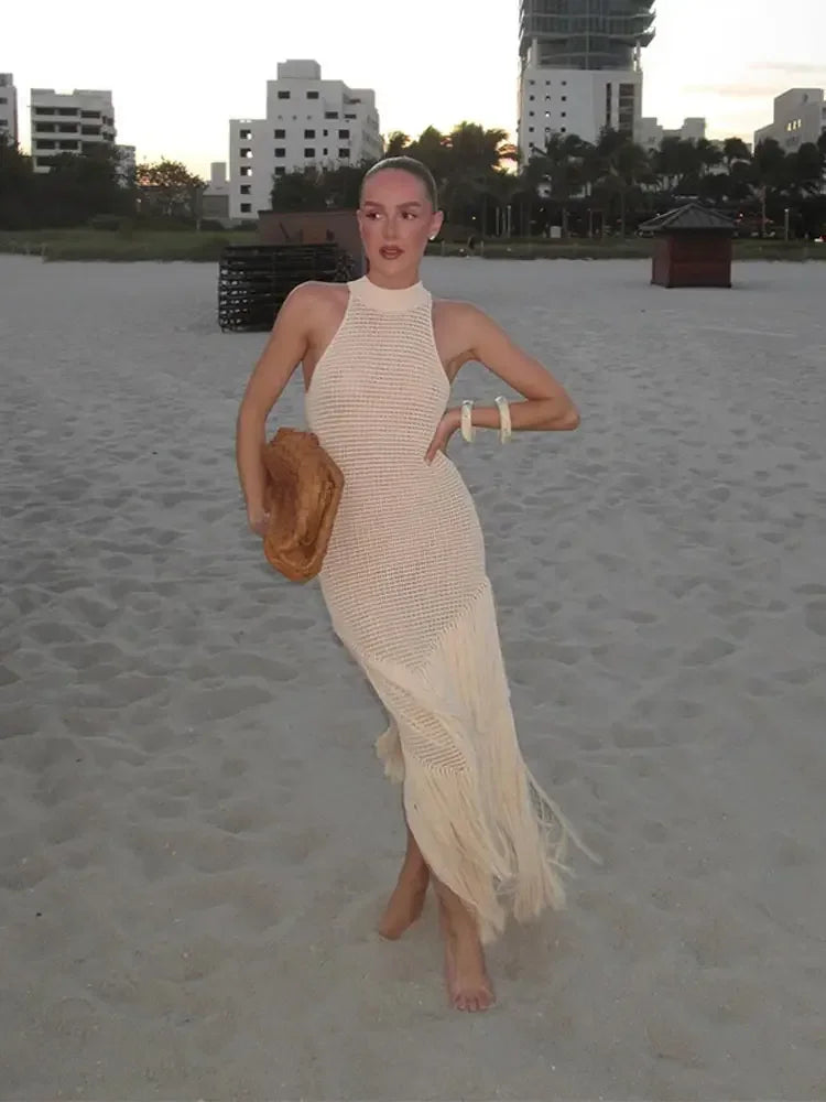 Líra - Fringe Knit Maxi Dress