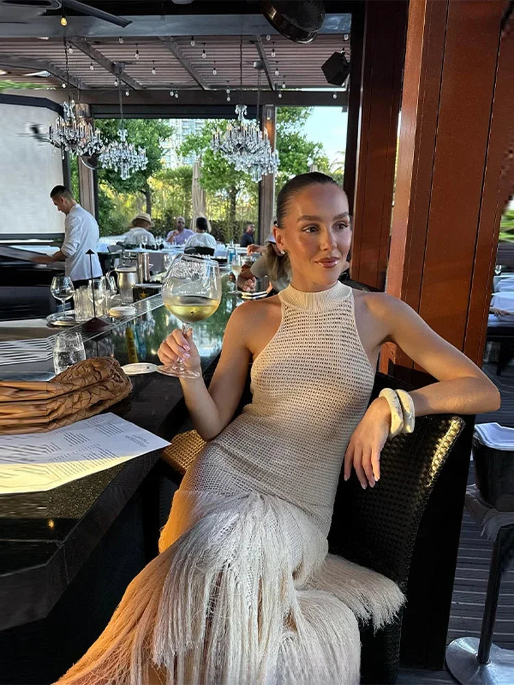 Líra - Fringe Knit Maxi Dress