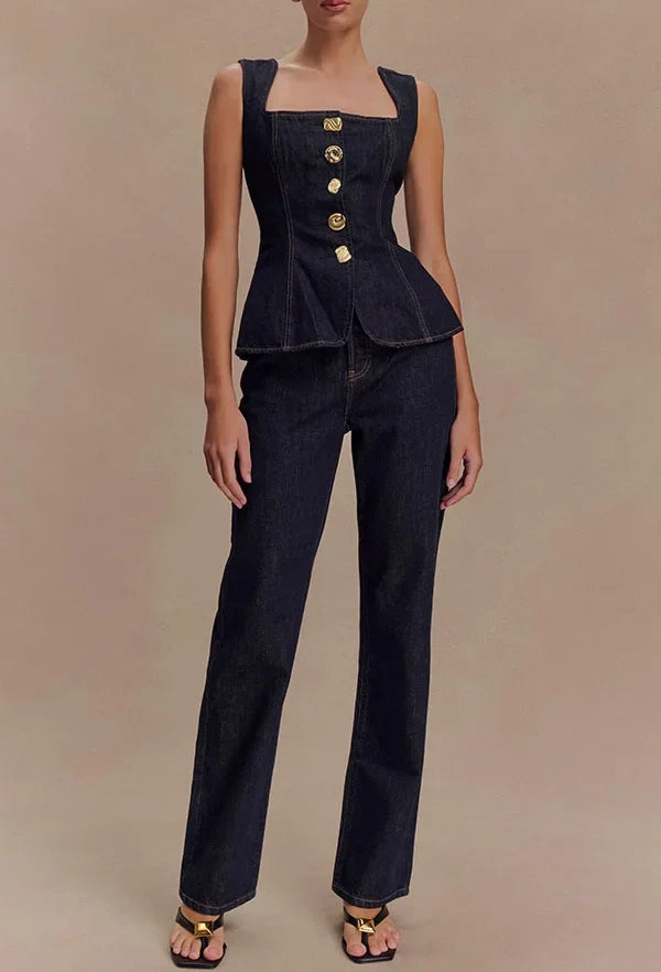 Adriane – Sculpted Denim Set