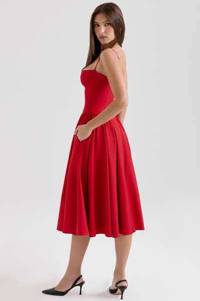 Celine - Twill Corset Midi Dress