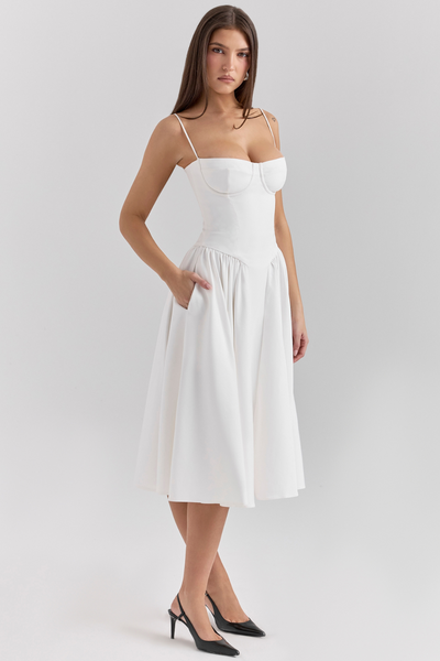 Celine - Twill Corset Midi Dress
