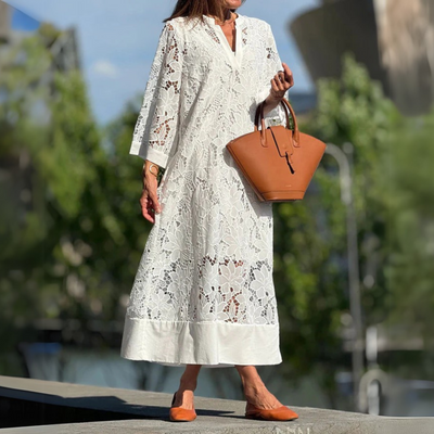 Sandra - Embroidered Midi Dress