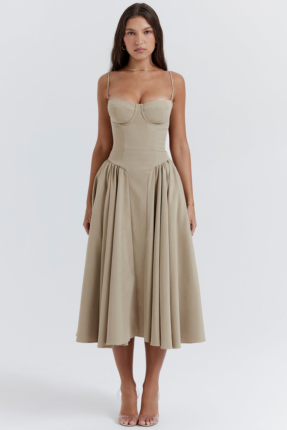 Celine - Twill Corset Midi Dress