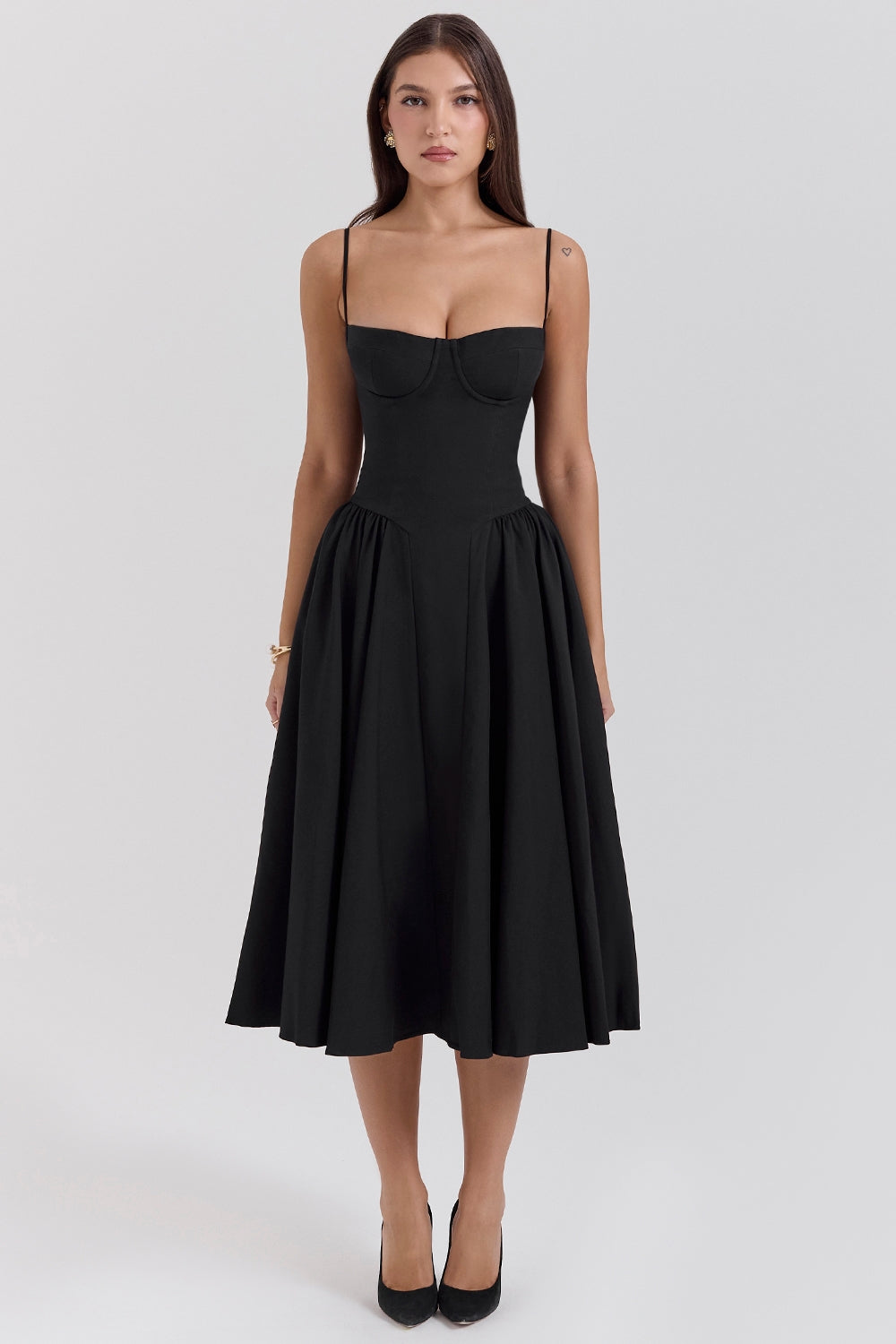 Celine - Twill Corset Midi Dress