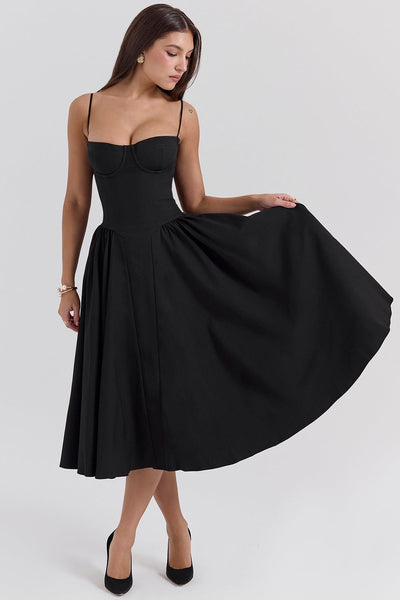Celine - Twill Corset Midi Dress