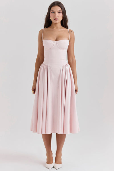 Celine - Twill Corset Midi Dress