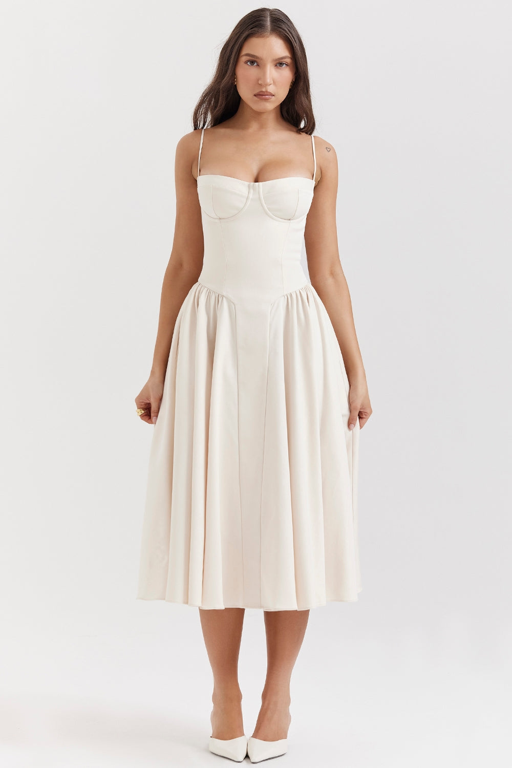 Celine - Twill Corset Midi Dress