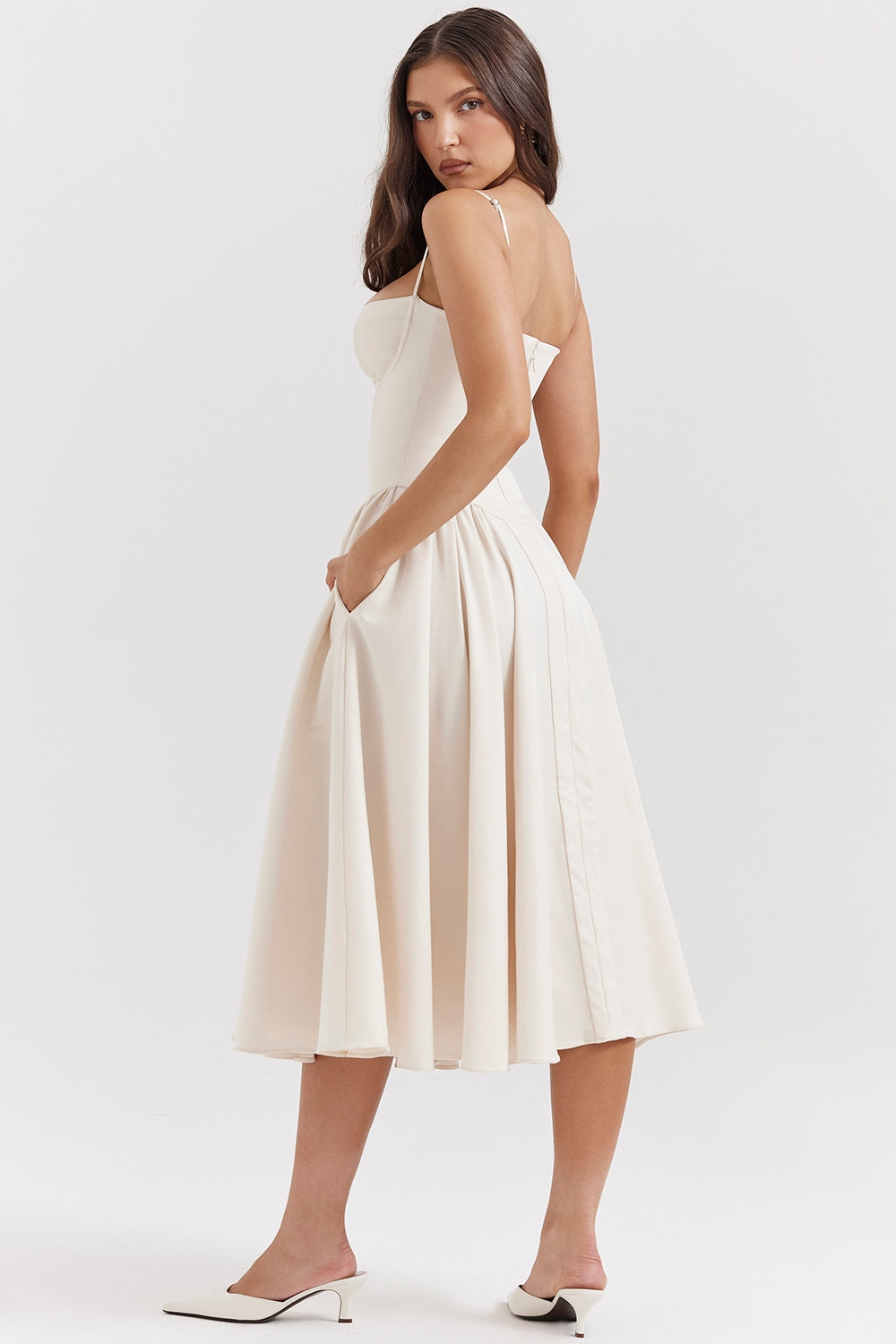 Celine - Twill Corset Midi Dress