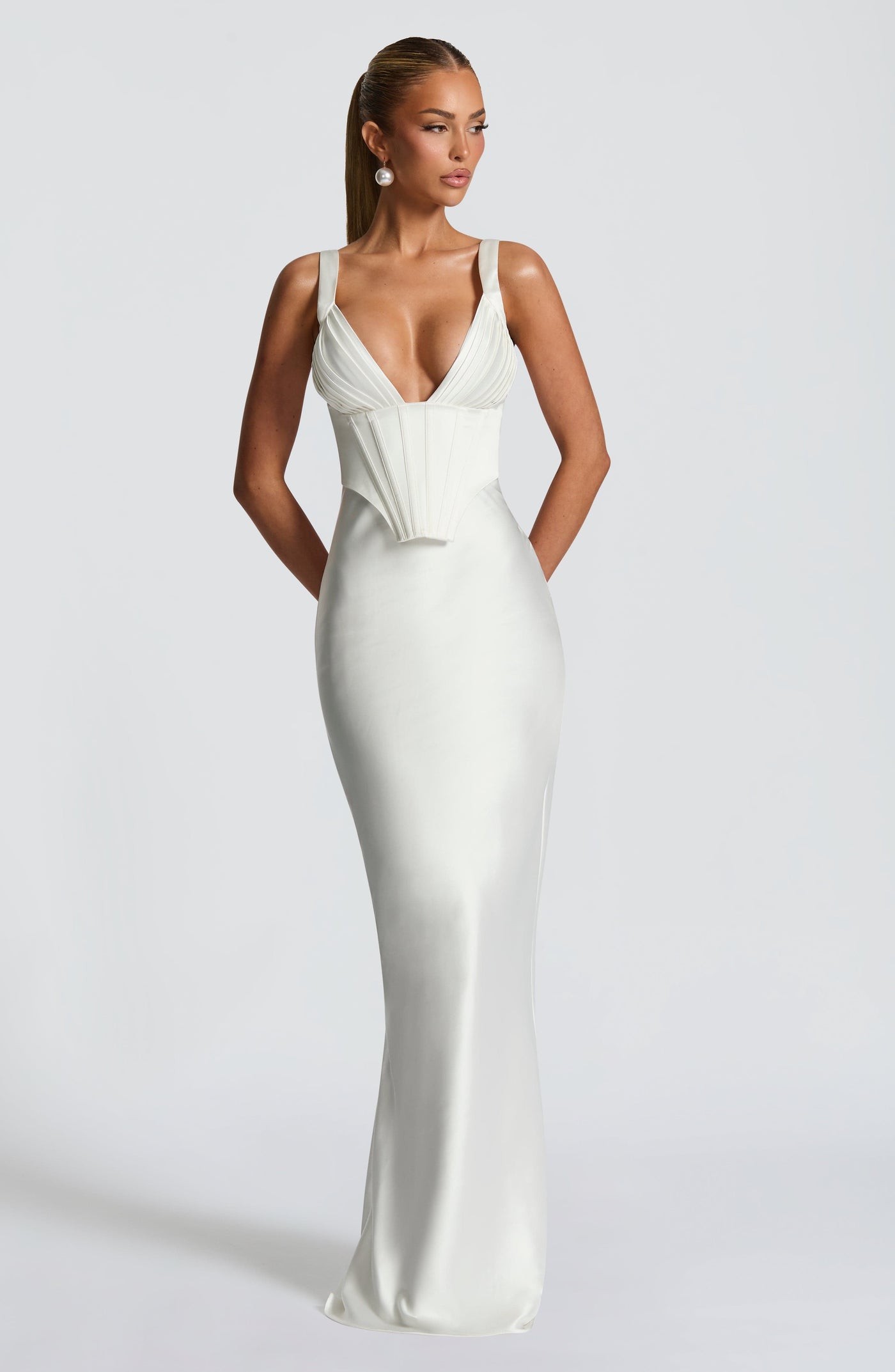 Ivory - Classy Satin Dress